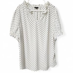 Talbots Polka Dot Chiffon V Neck Tunic Blouse Top